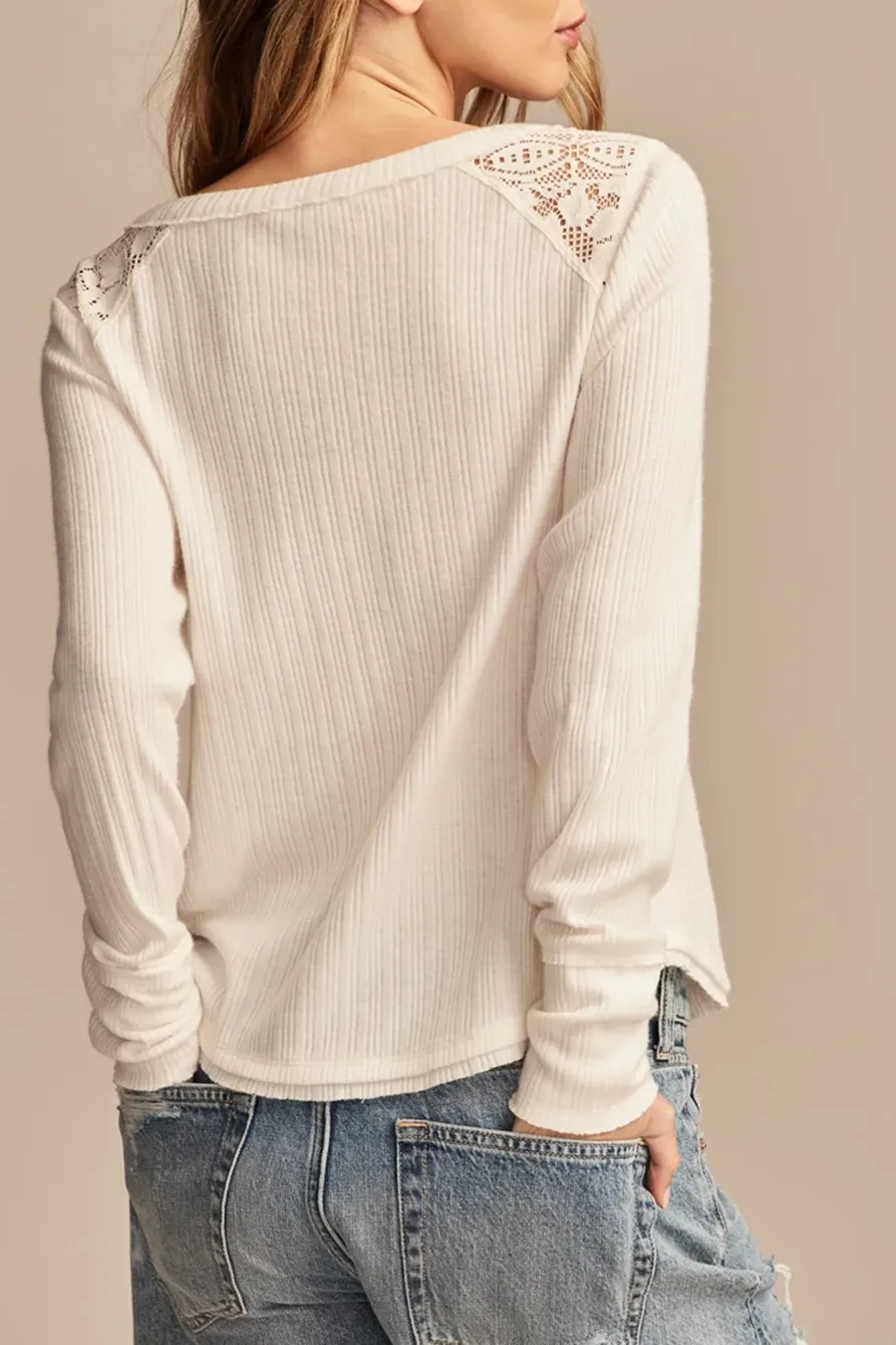 White Cloud Lace Mix Henley
