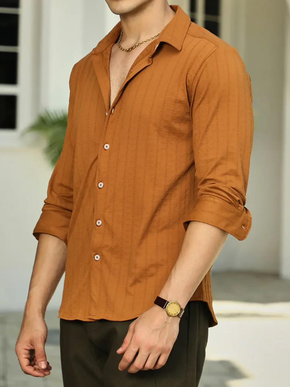 Brown Casual Style Full Sleeve Shirt