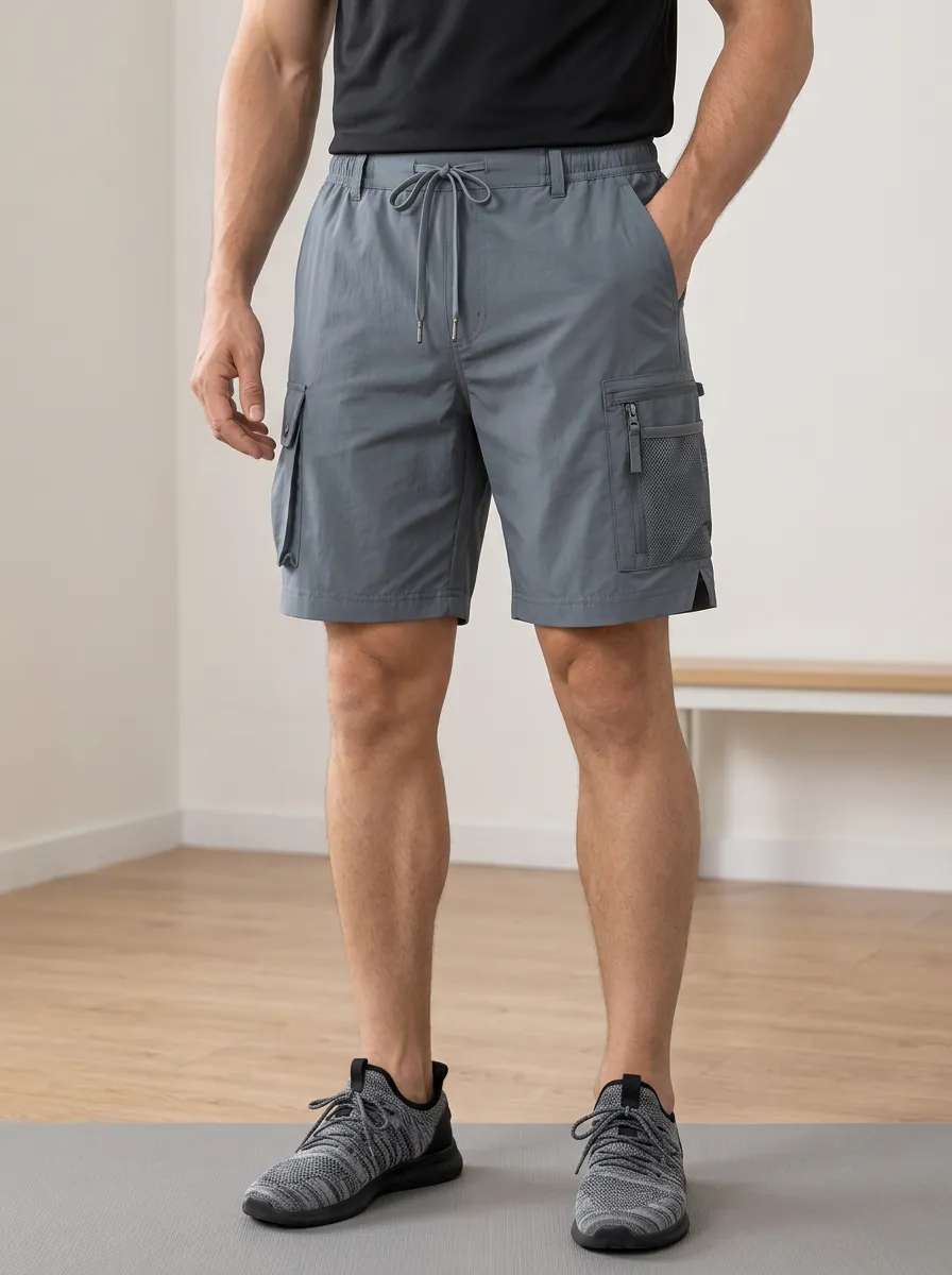 Men's Slate Multi-Pocket Utility Cargo Shorts