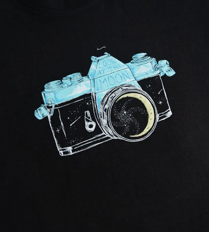 Look At The Moon Black T-Shirt