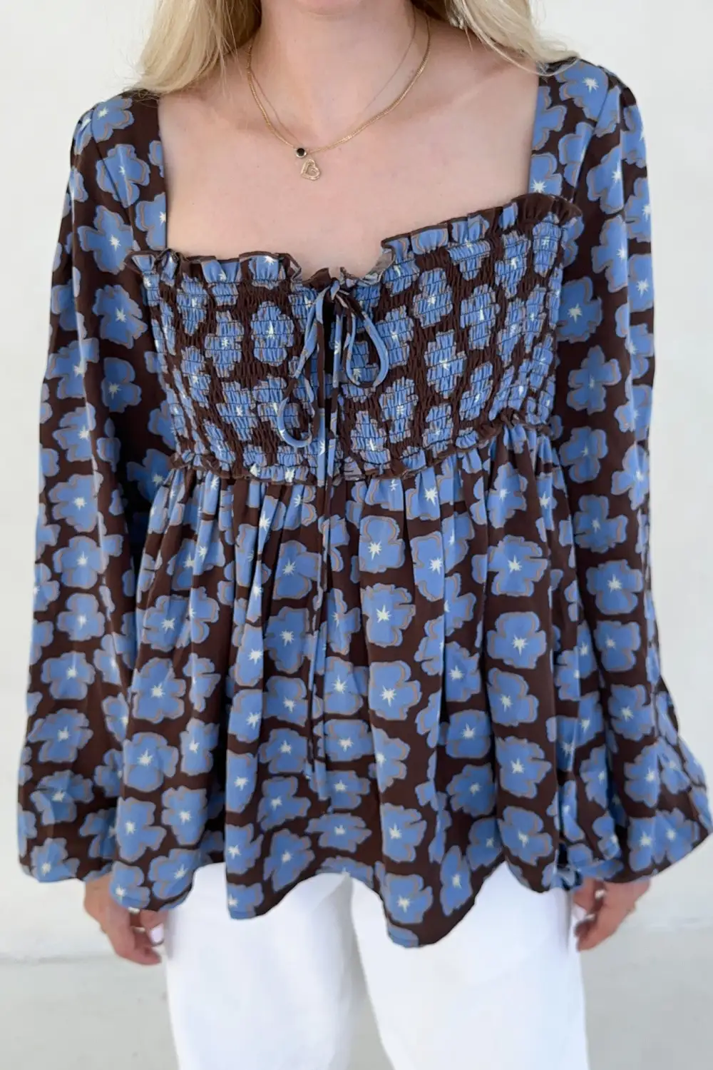 Floral Printed Smocked Top