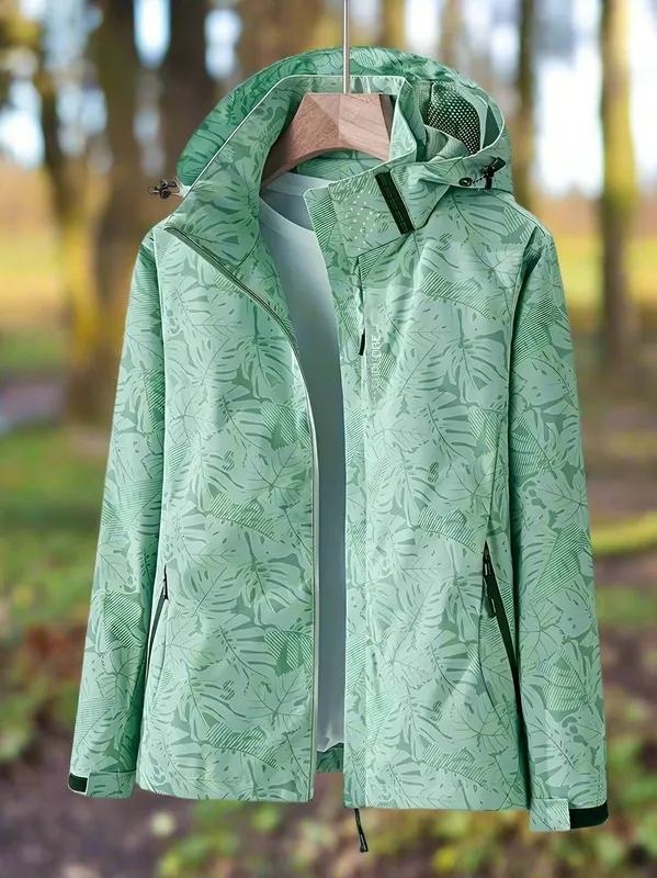 Leaf Print Windbreaker