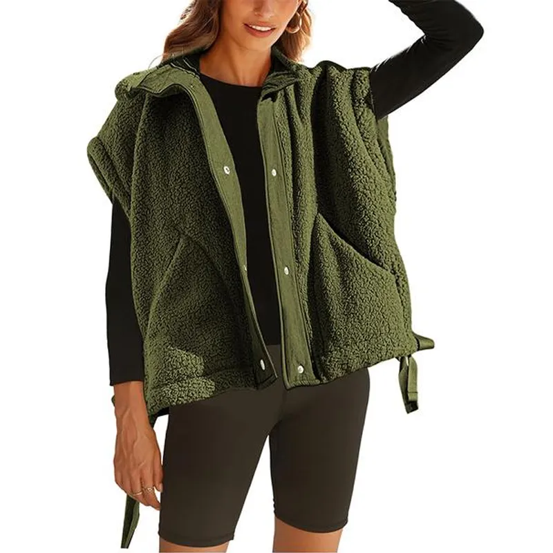 8 Pick Tanming Women'S Warm Sherpa Fleece Vest Casual Cozy Sleeveless Button Down Sherpa Jacket Outerwear With Pockets FallFreshness Womenswear Basic