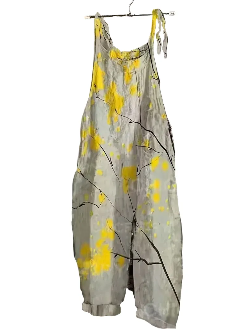 Women' Fun Print Wide-Leg Suspender Overalls