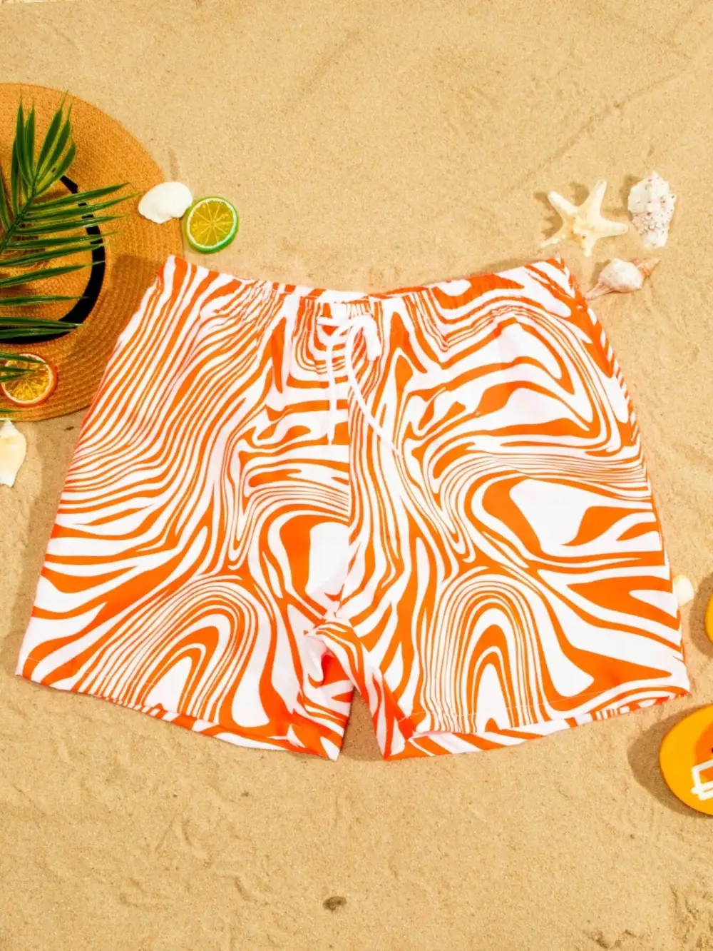 Men's Full Print Drawstring Swim Trunks