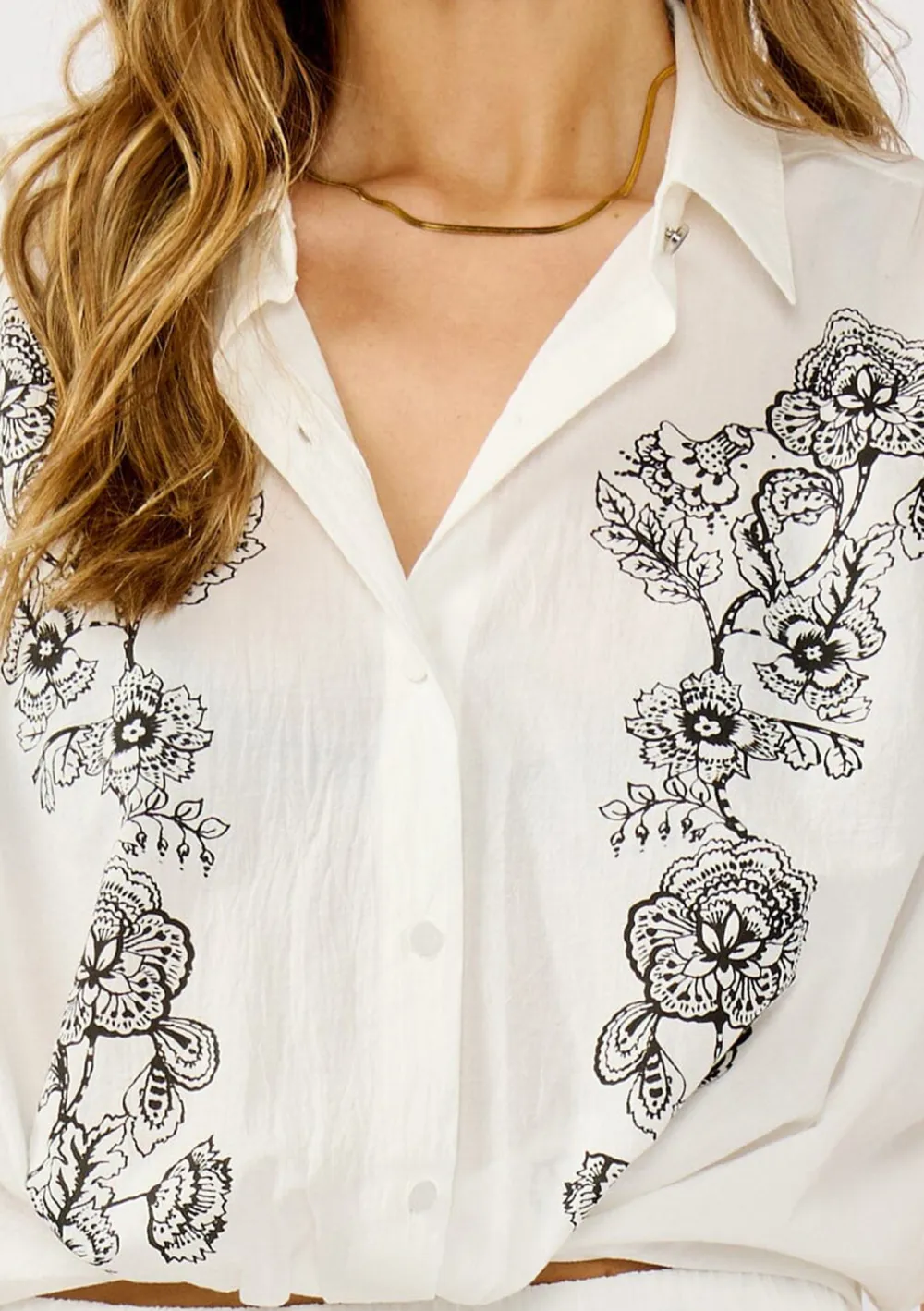 Printed Short Sleeve Polo Blouse