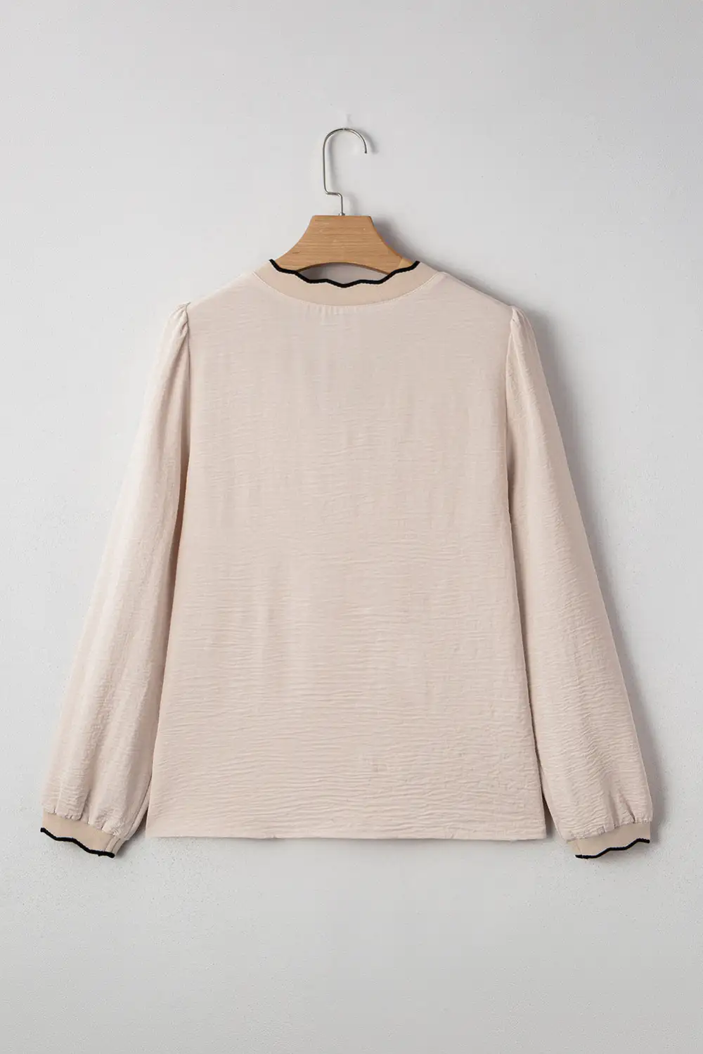 Textured Patchwork V-Neck Blouse