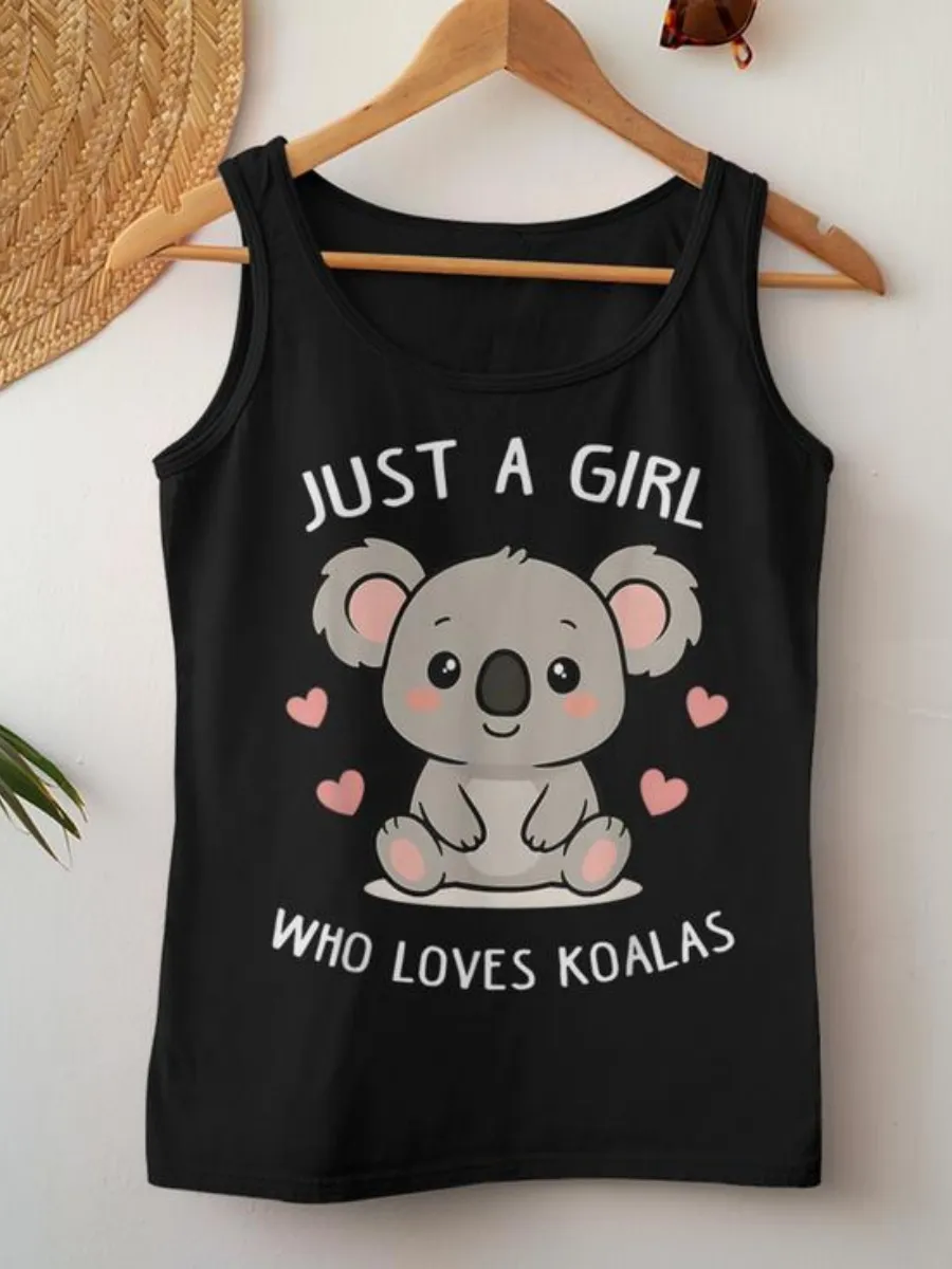 Cute Koala Round Neck Printed Tank