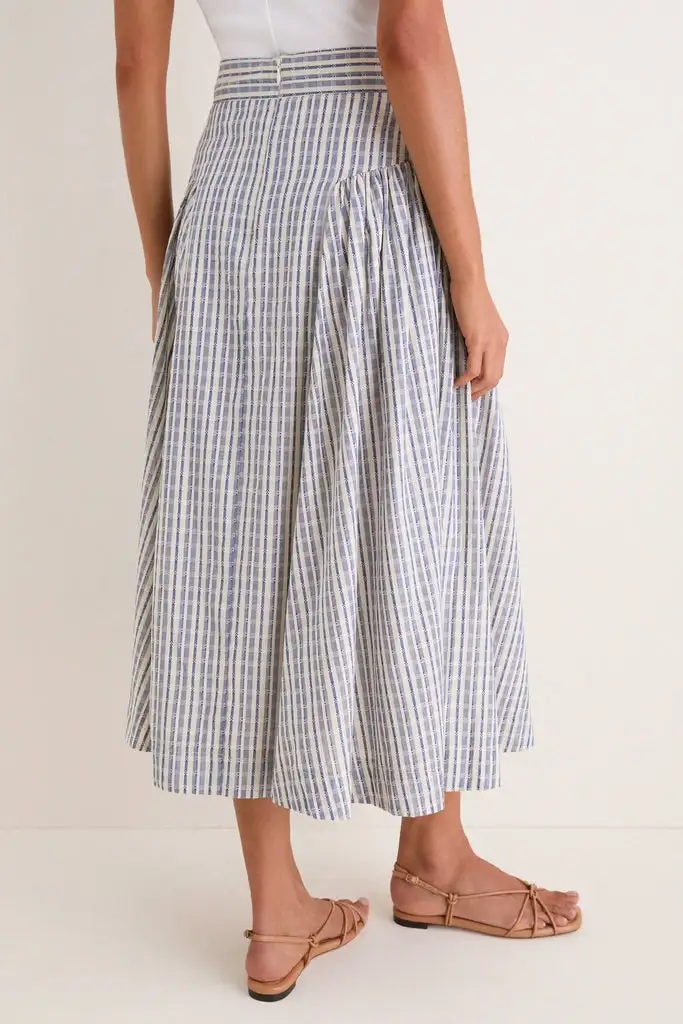 Refined Cotton Striped Midi Skirt