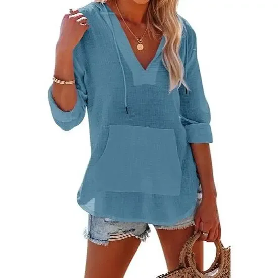 Women's Hooded Beach Cover Up Top