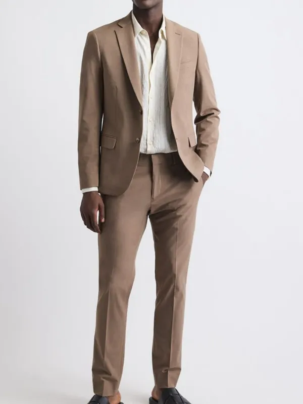Rose Taupe Slim-Fit Suit Blazer