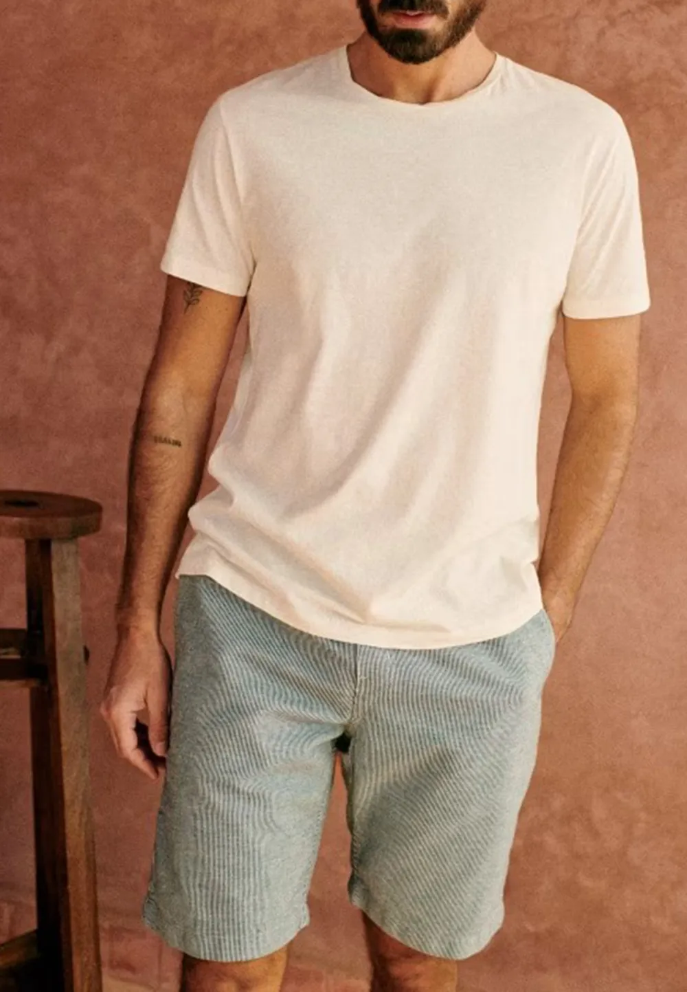 Cream Relaxed Fit Cotton Crew Neck T-Shirt