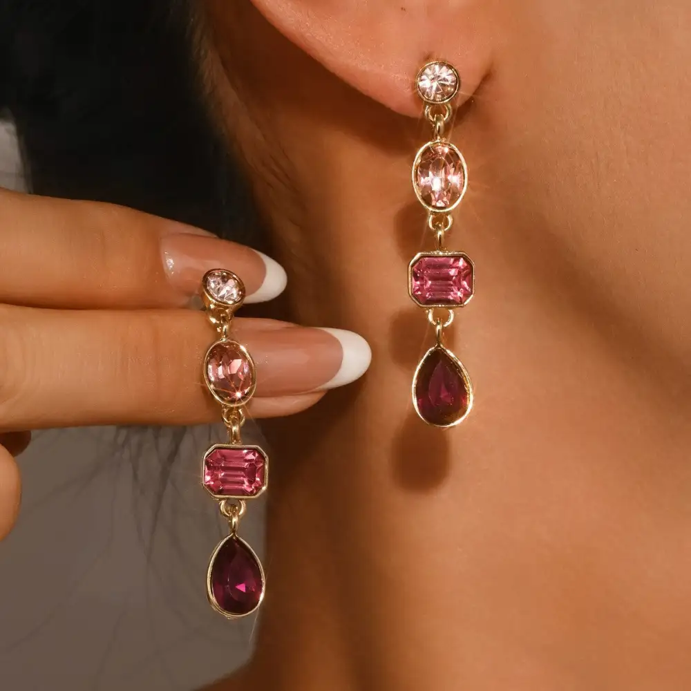 Tier Drop Layer Rhinestone arrings
