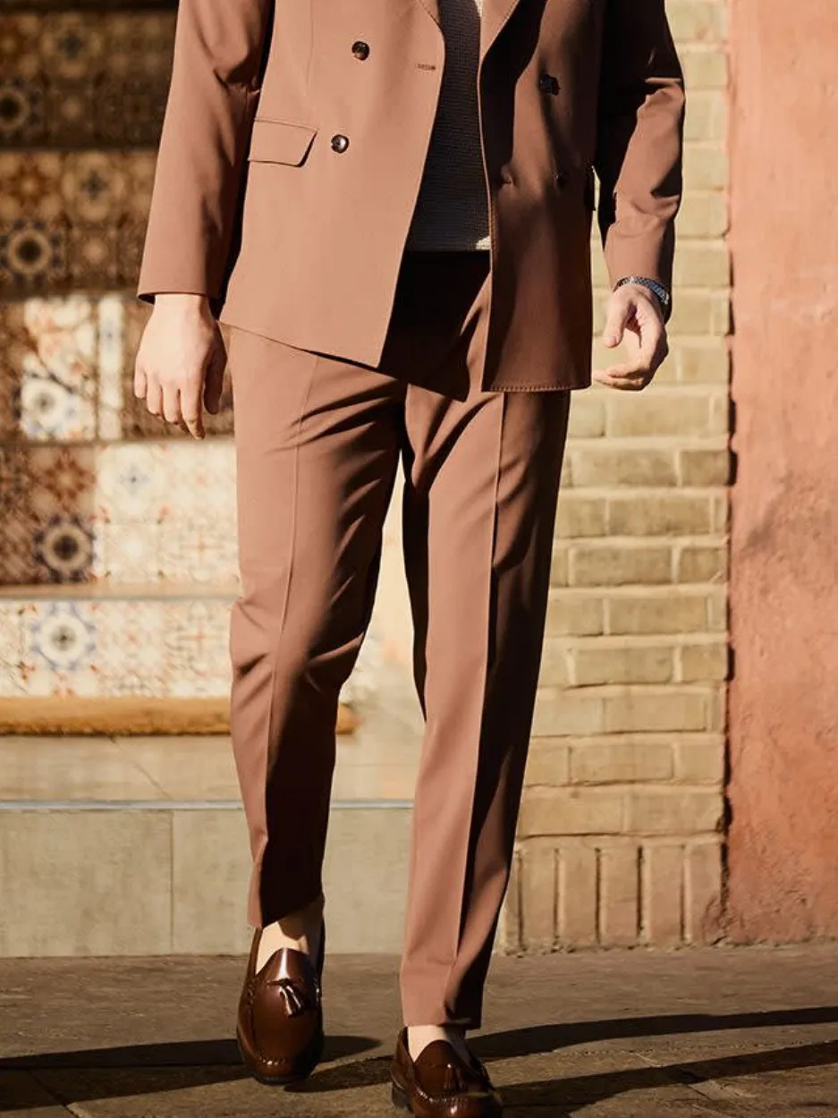 Terracotta Tapered-Leg Suit Pant