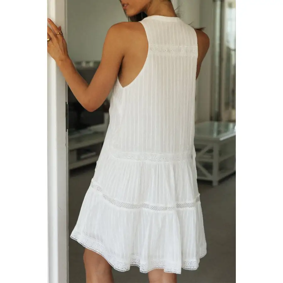 Half Button Sleeveless Mini Dress