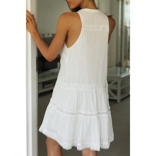 Half Button Sleeveless Mini Dress