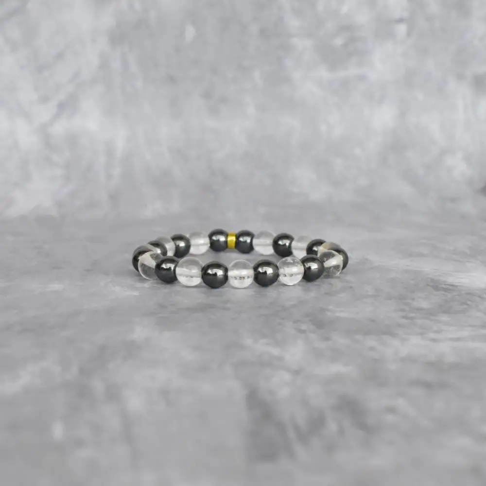 Hematite Clear Quartz Bead Bracelet