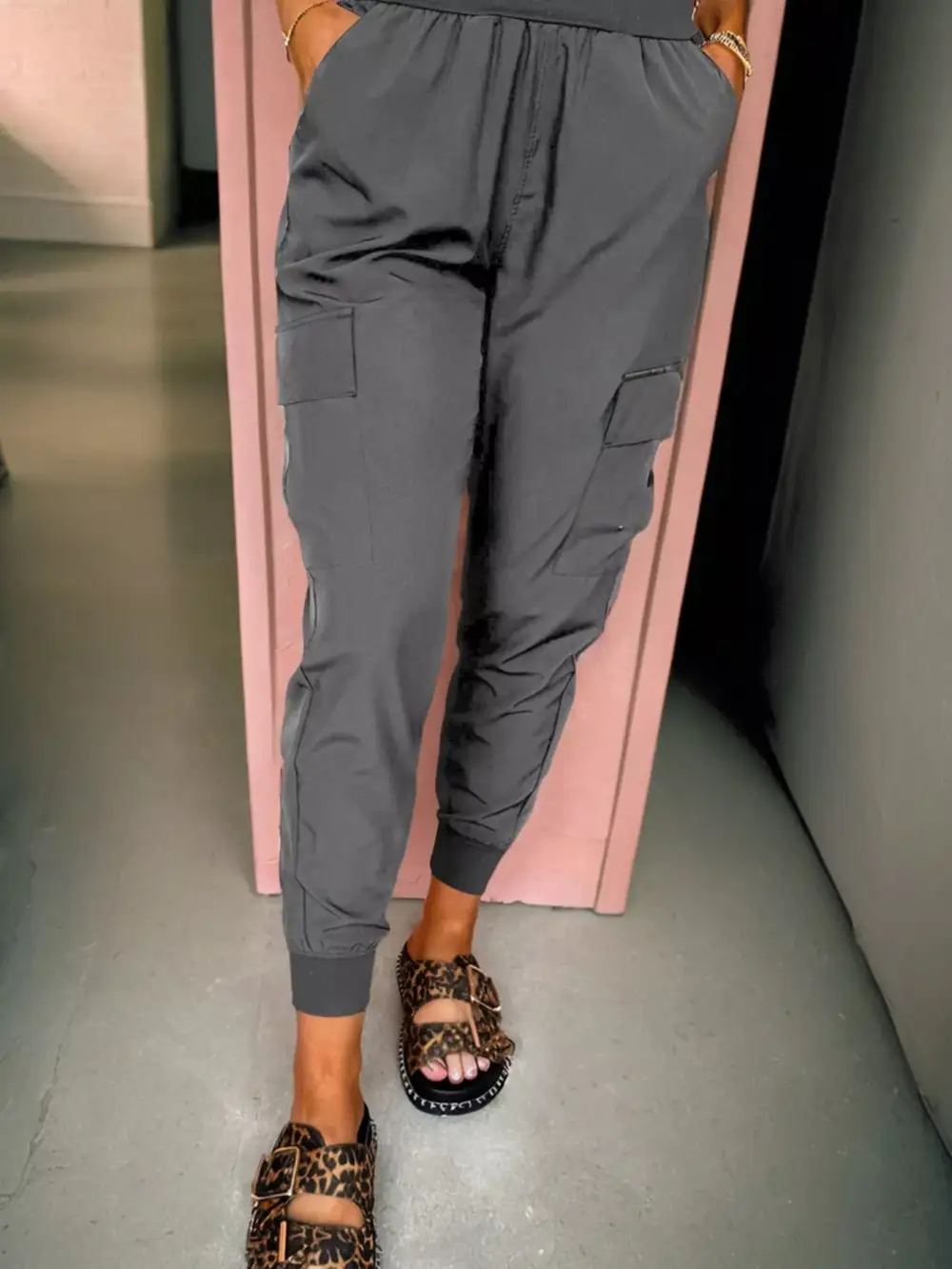 High-Waist Pocketed Cargo Jogger Pants