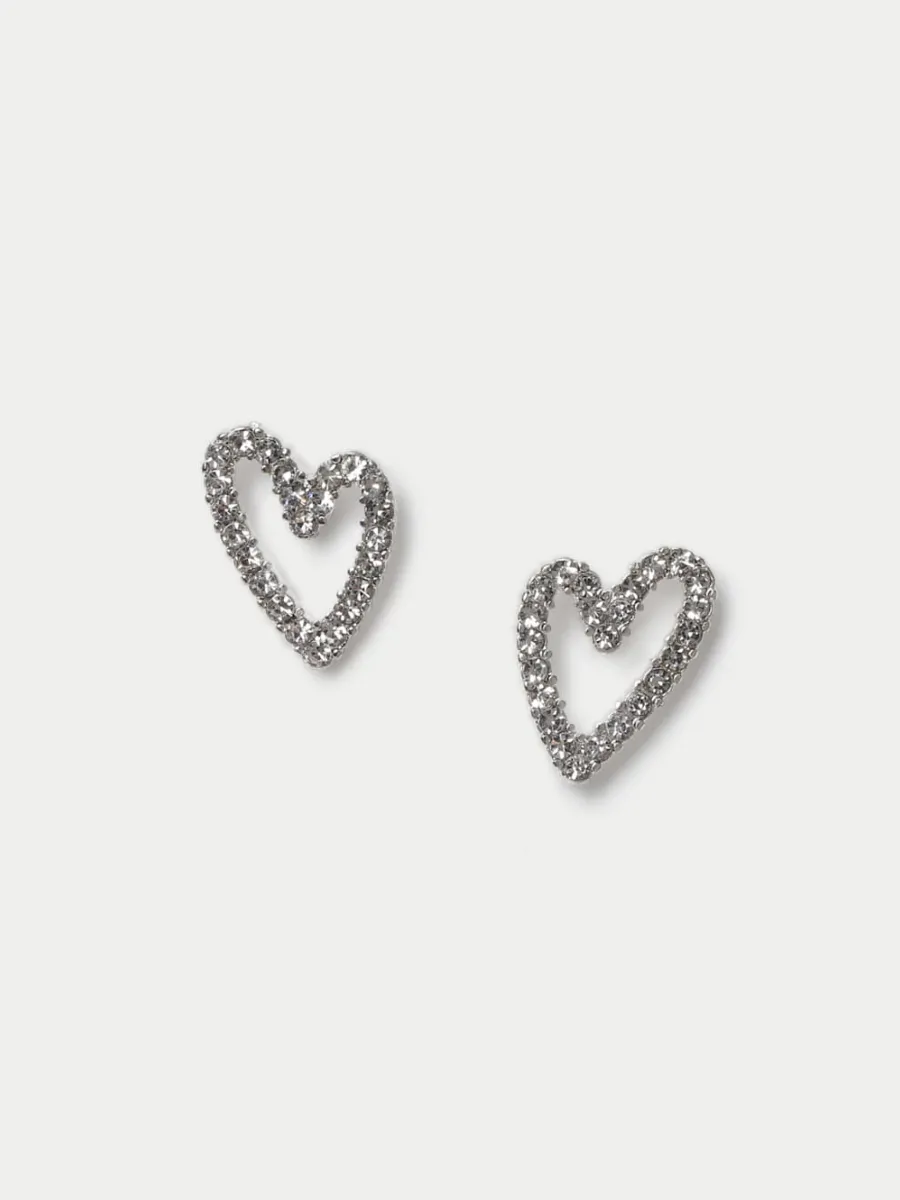 Cute Rhinestone Heart Ear Studs