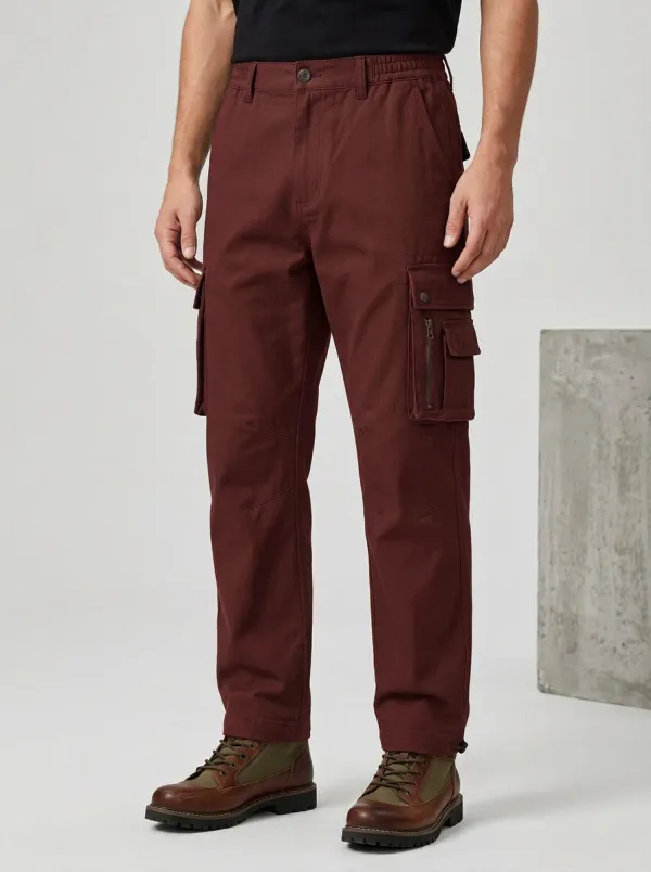 Men's Outdoor Tactical Olive Green Multi-Pocket Cargo Pants