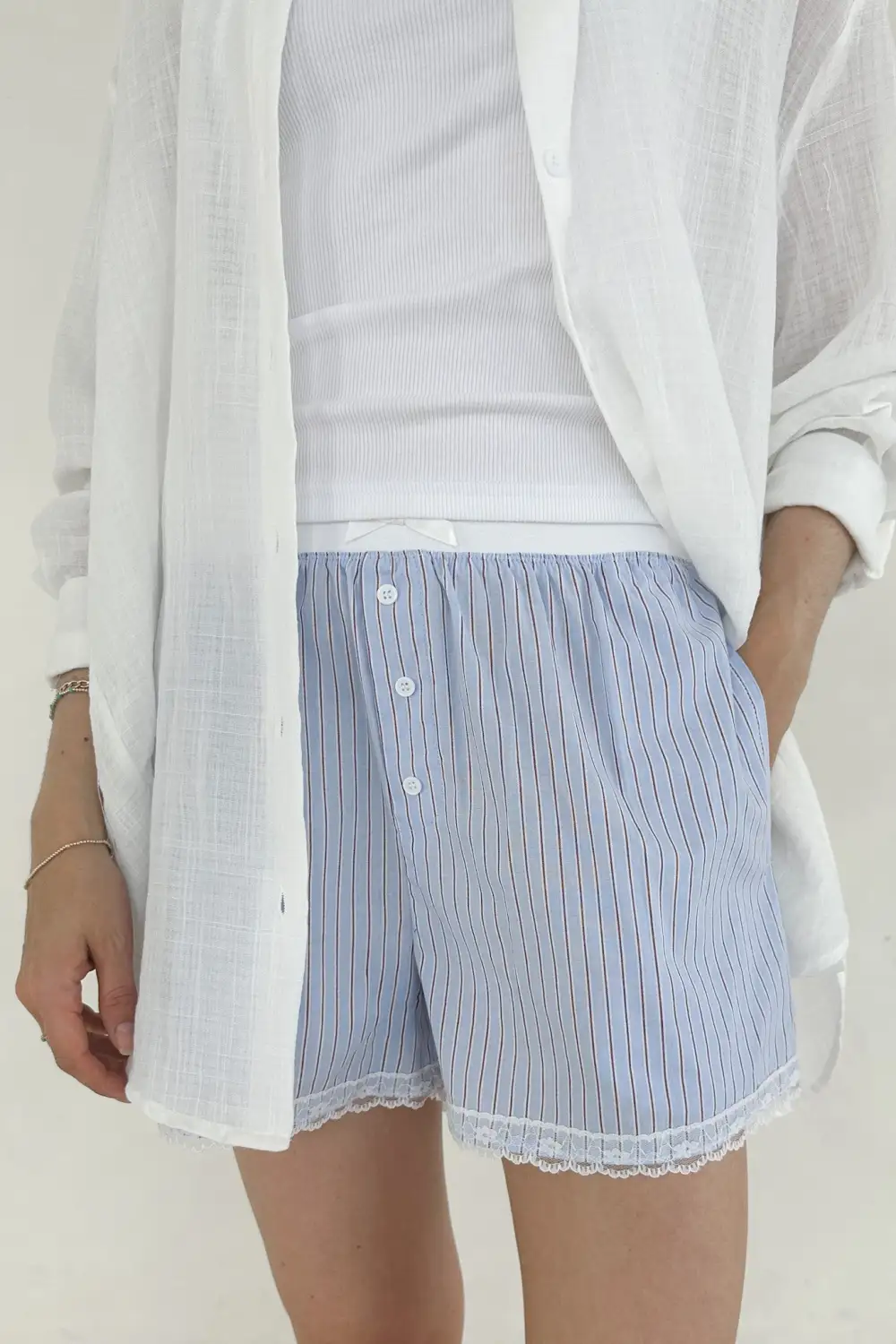 Neat Finish Soft Striped Shorts