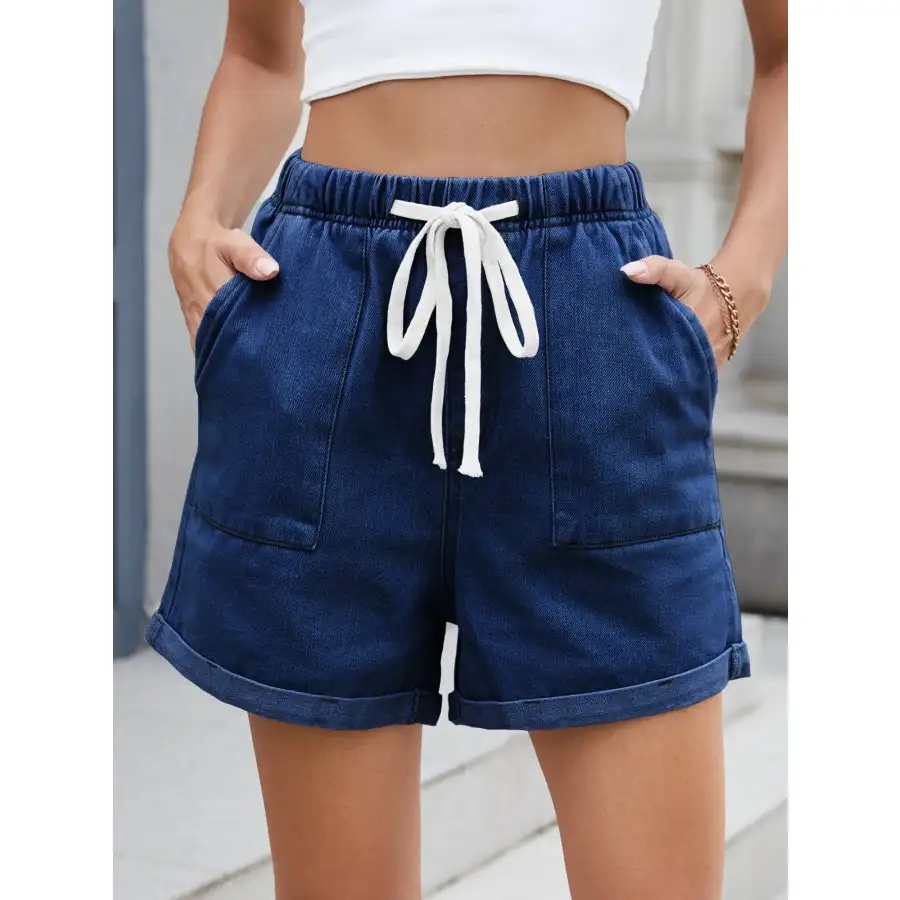 Drawstring Wash Denim Shorts