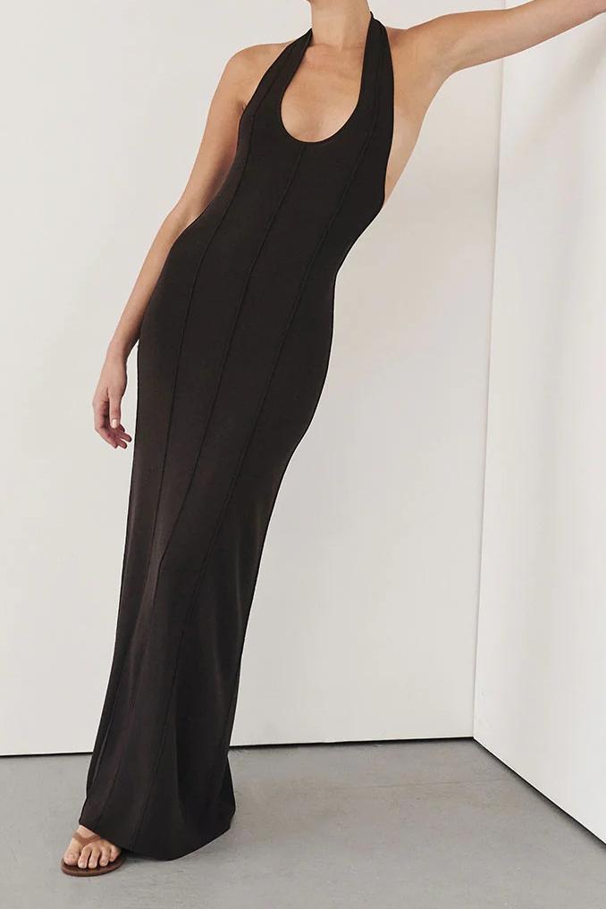 HALTER KNIT MAXI DRESS