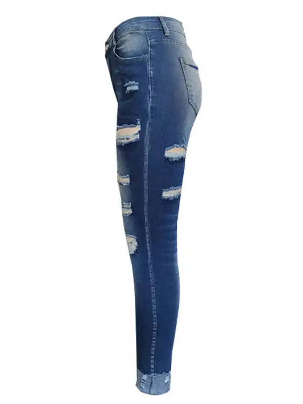 Skinny Ripped Stretch Washed Denim Jeans