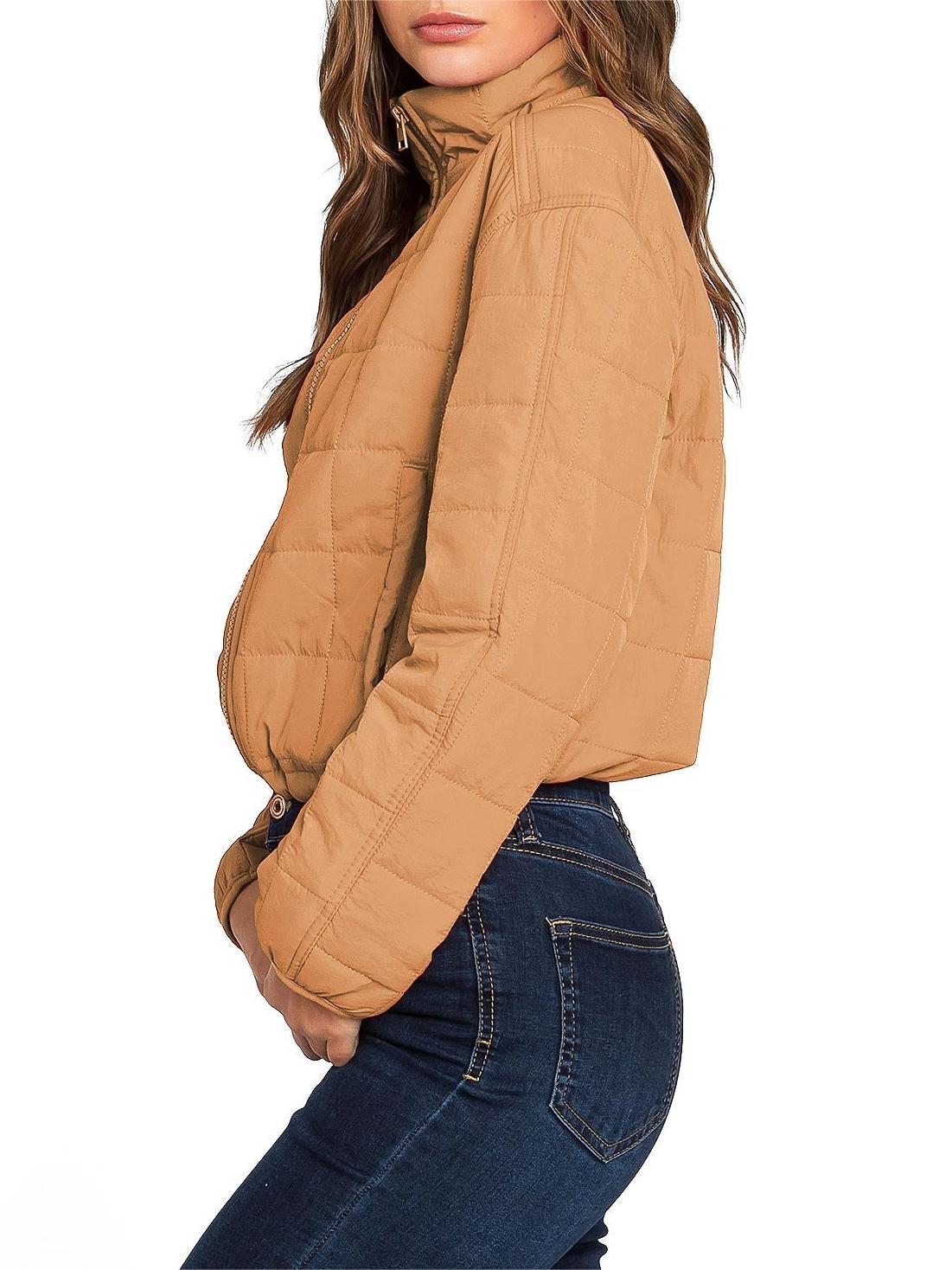 Bright Orange Puffer Crop Jacket