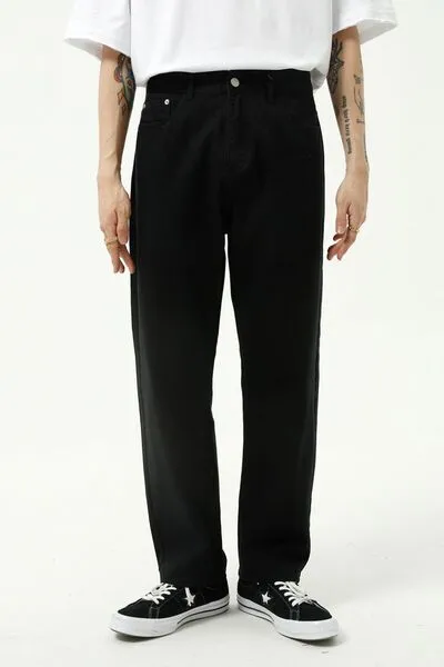 Washed Stretch Slim Straight Jeans