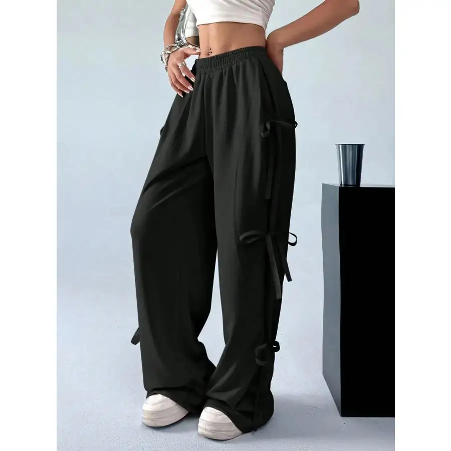 Cargo Wide Leg Pants with Side Tie Details