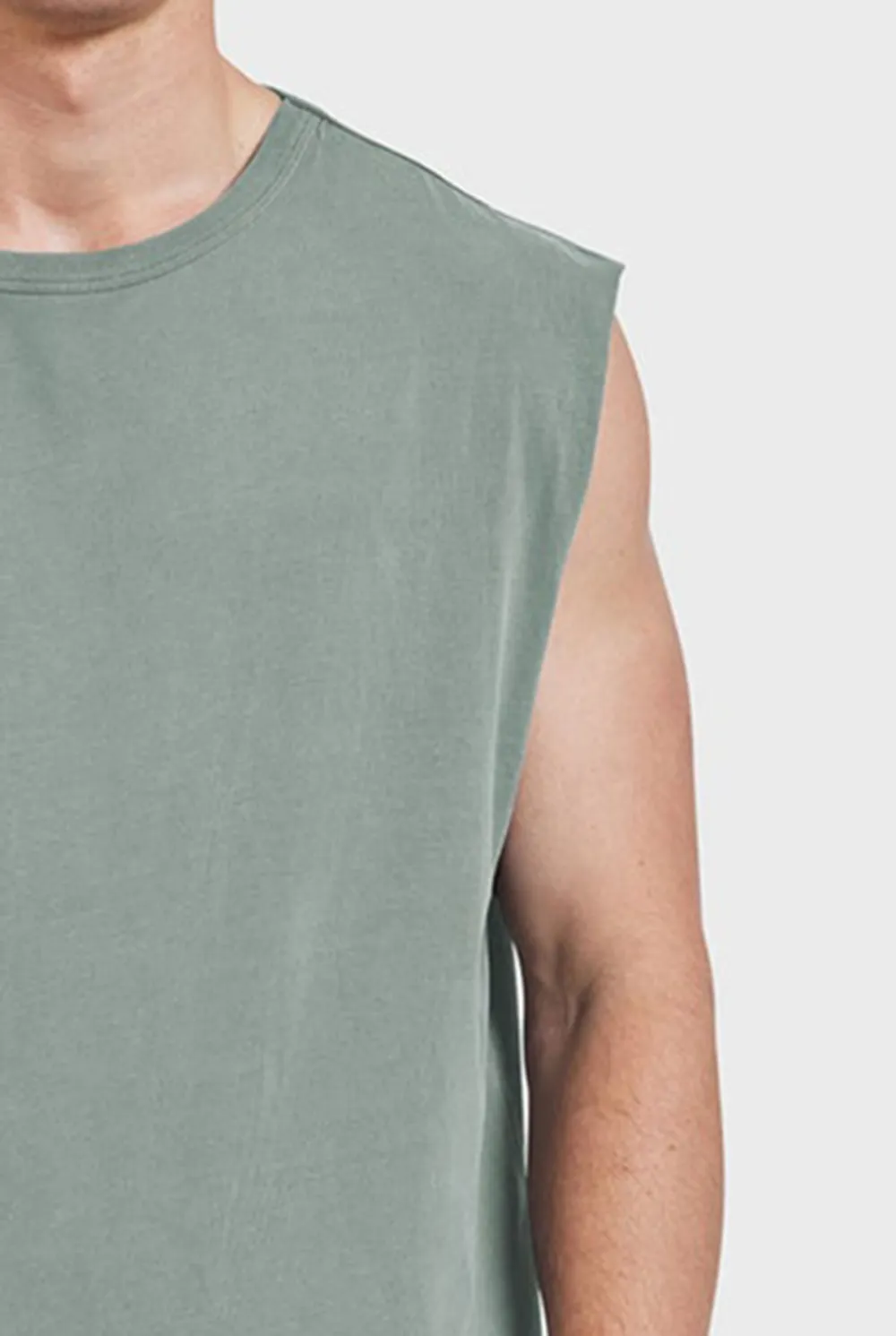 Sleeveless Crew Neck Cotton Tee