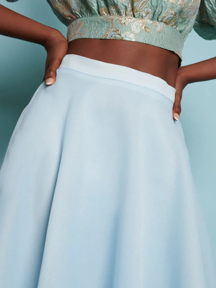 Casual Fig Pleat Midi Skirt