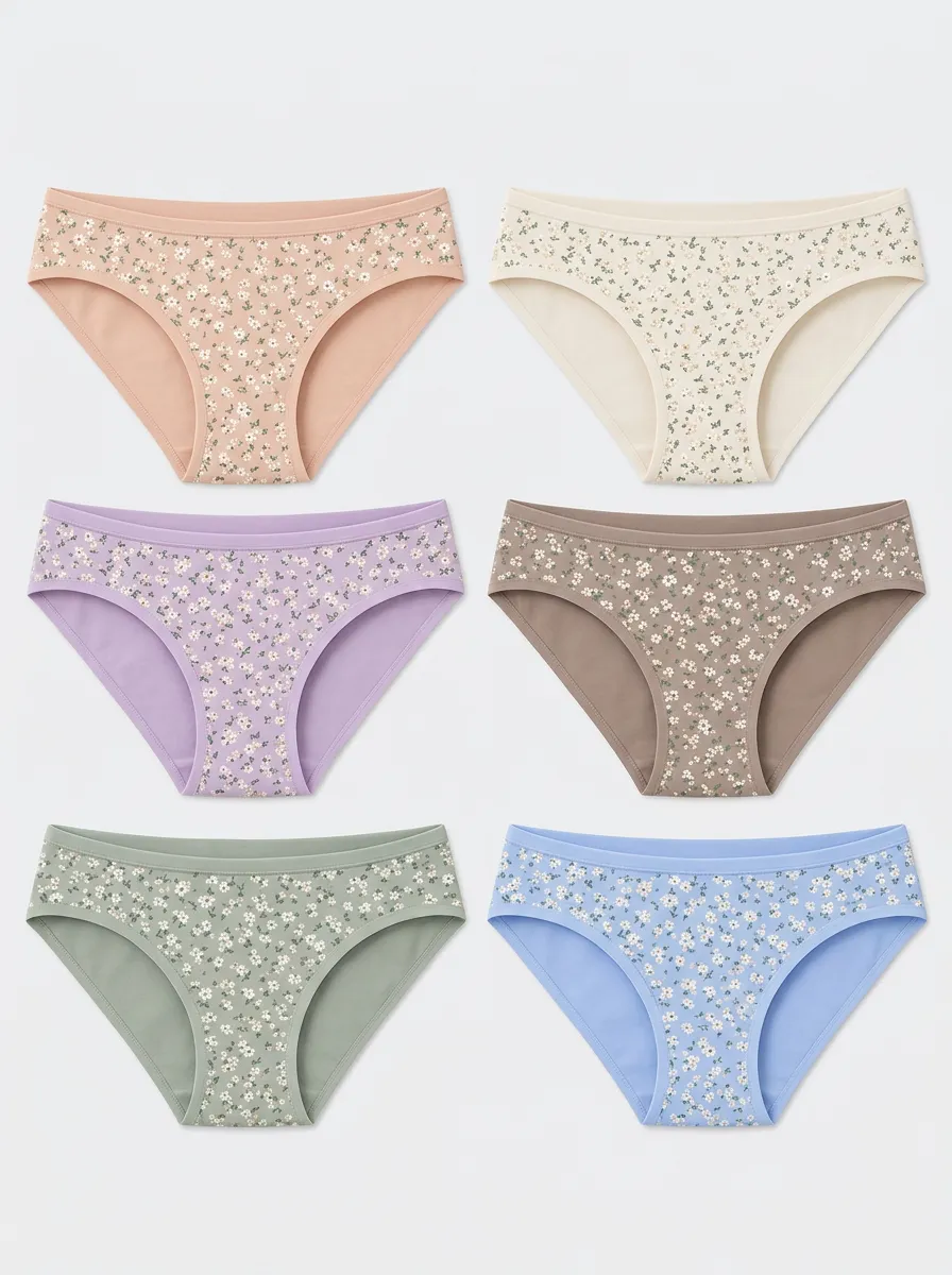 Women's Assorted Floral Patterned Bikini Briefs 6-Pack