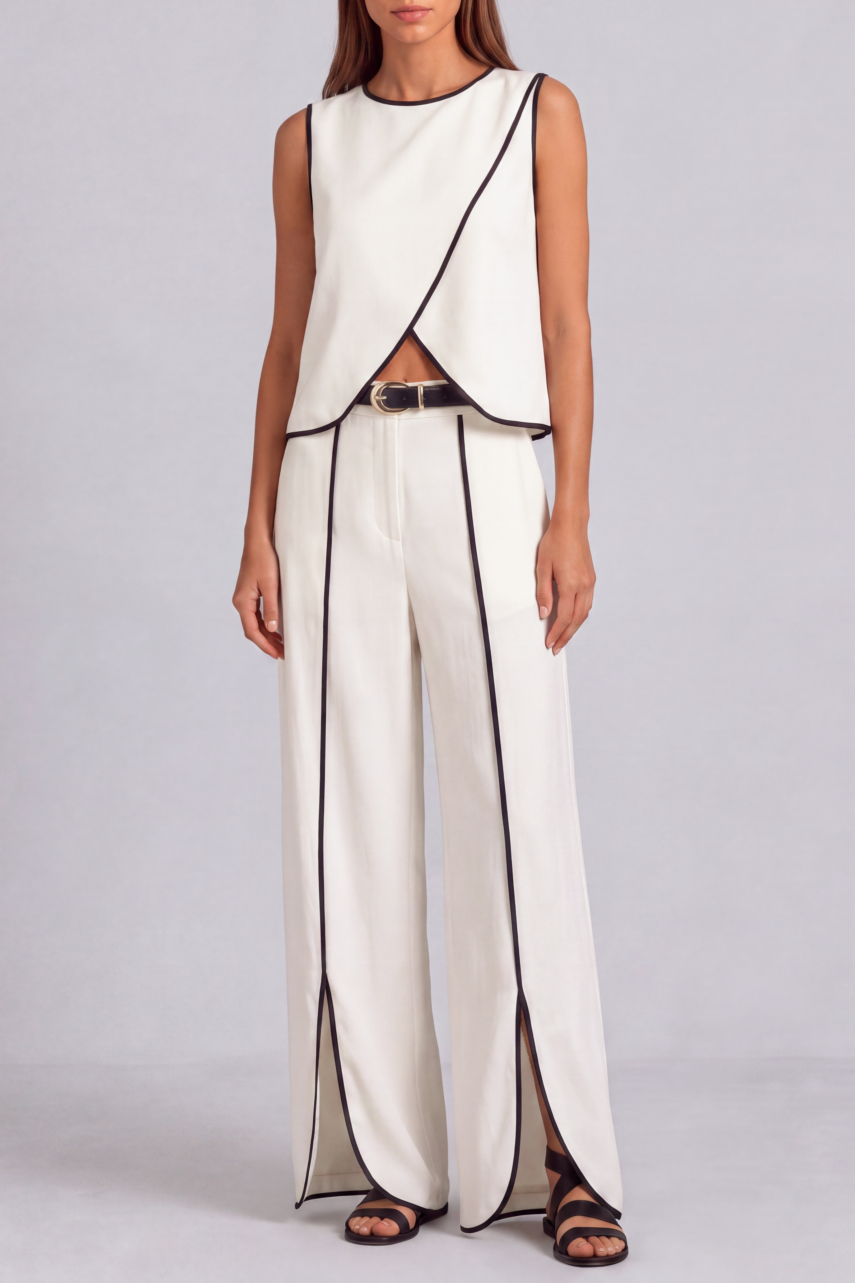 Wide Leg Sleeveless Matching Pants Set
