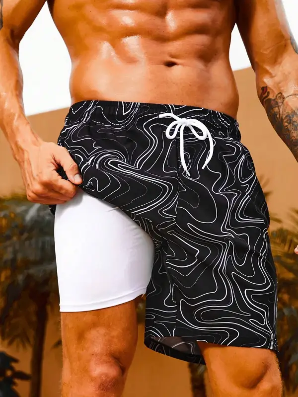 Men's Resort Print Drawstring Swim Trunks