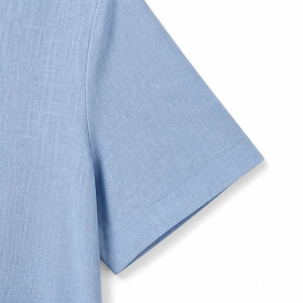 Button Front Linen Blend Cotton Blend Midi Dress