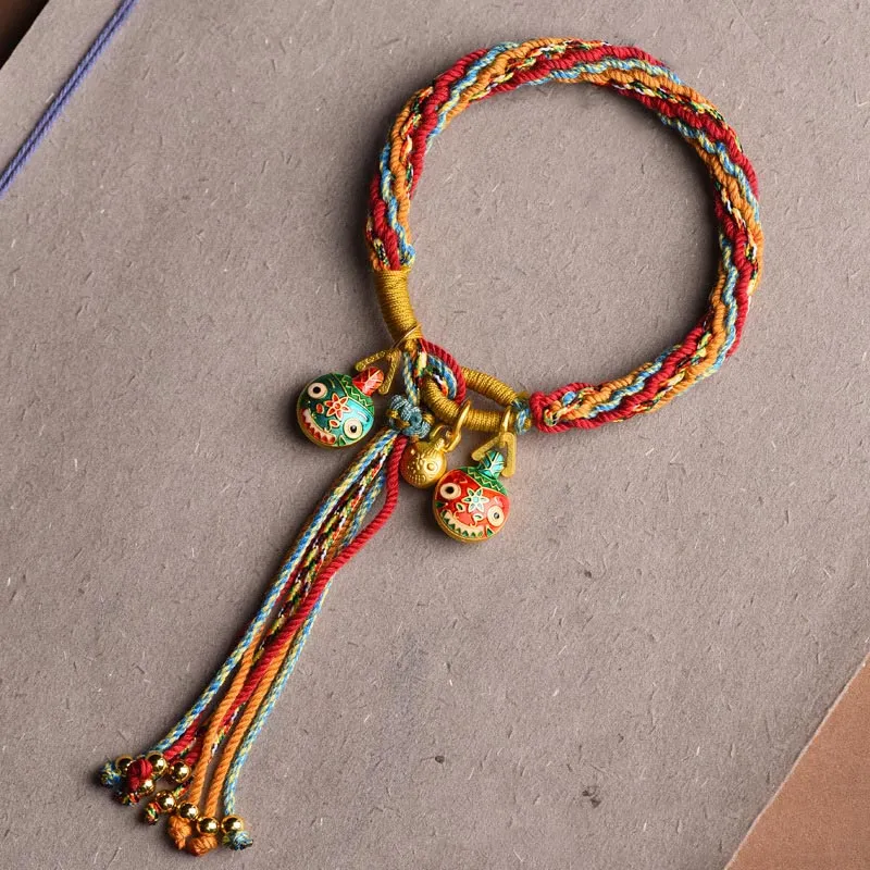 Swallowing Beast Family Reincarnation Knot Braid String Bracelet