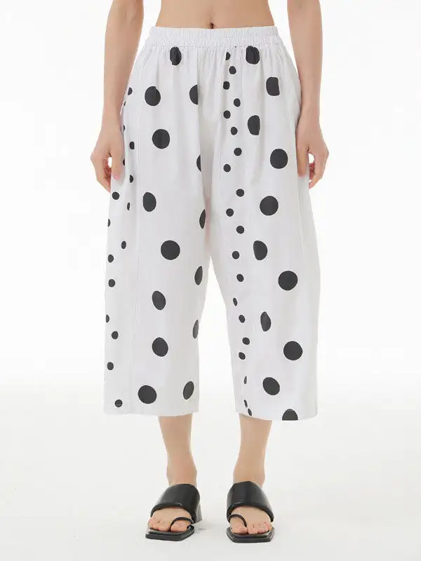 Women's Tapered Cropped Polka Dot Pants