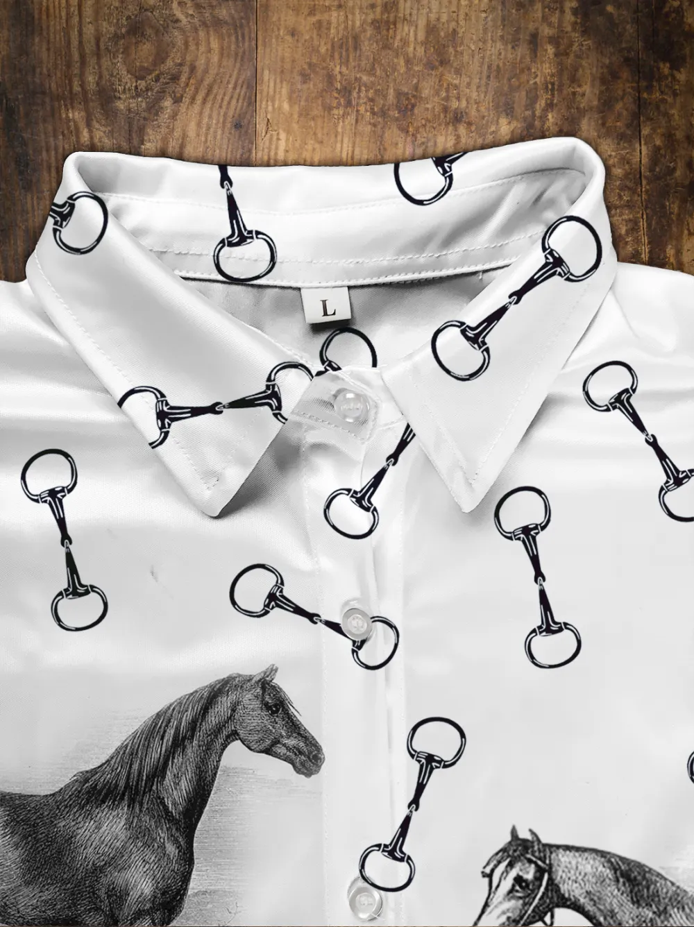 Women's Horses Print Long Sleeve Lifestyle Casual Button Shirt