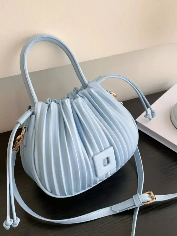 Pleated Bucket Crossbody Bag