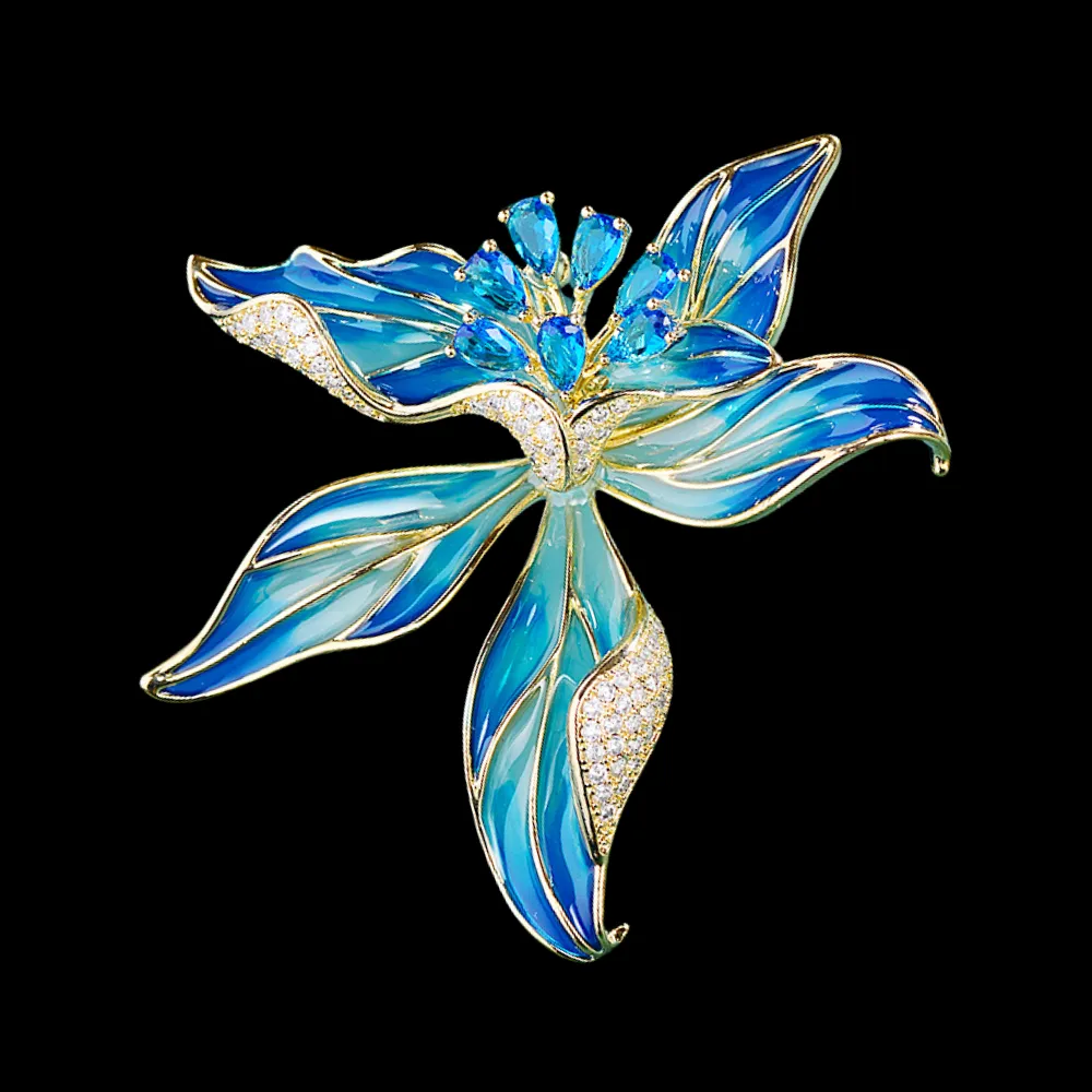 Enamel Petal Flower Brooch