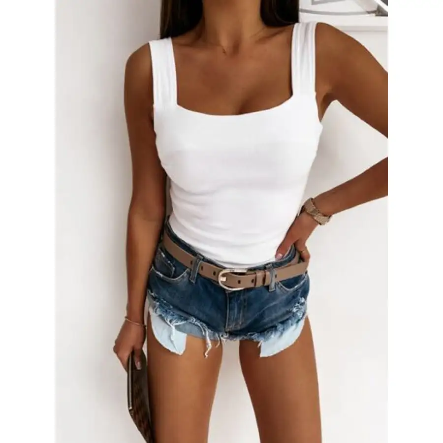 Wide-Strap Square-Neck Tank Top