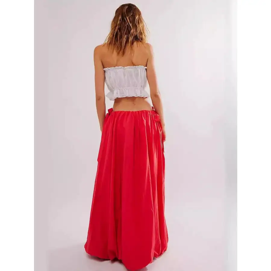 Side Bow Maxi Skirt with Pockets
