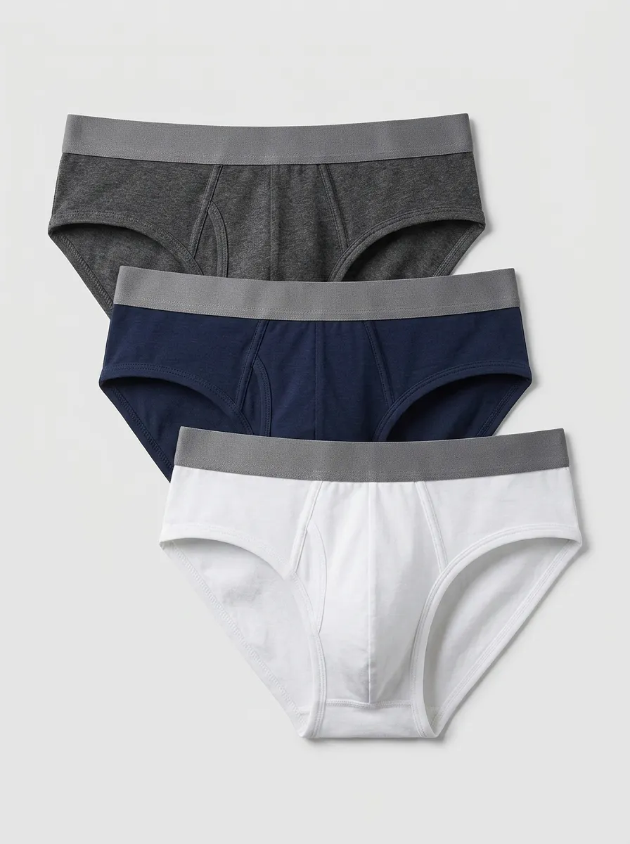 Men's Basic Cotton Multi-color Solid Printed Briefs Underwear Set
