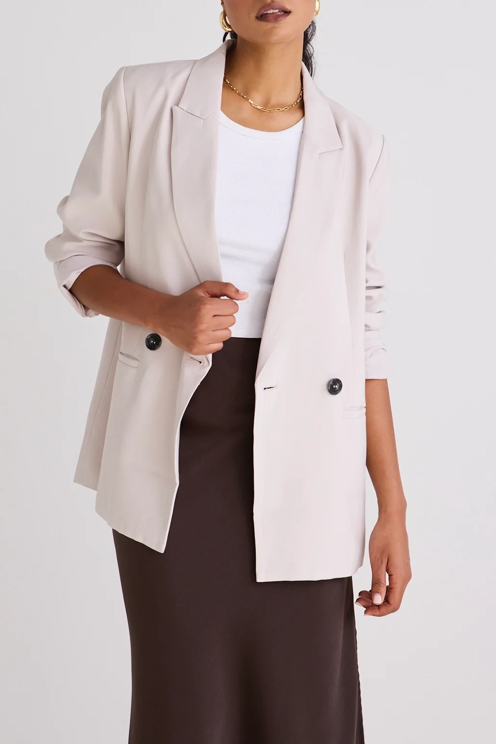 Light Pink Linen Longline Blazer