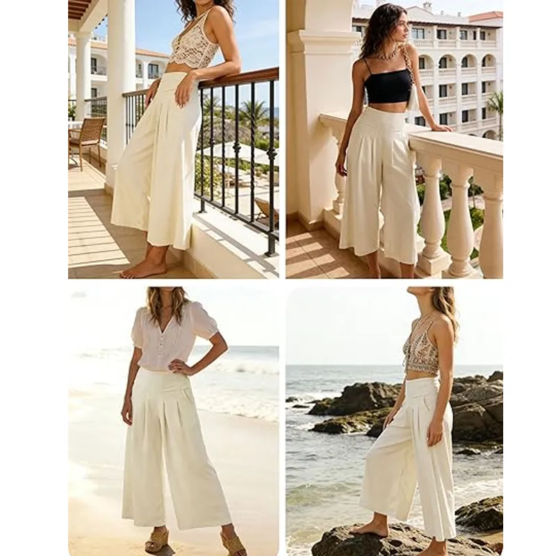 Women's Cotton-Linen Wide-Leg Pants