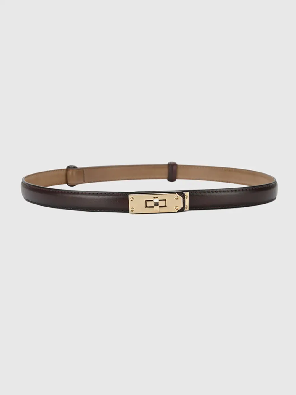 Brown Leather Belt for Slim Waist Design