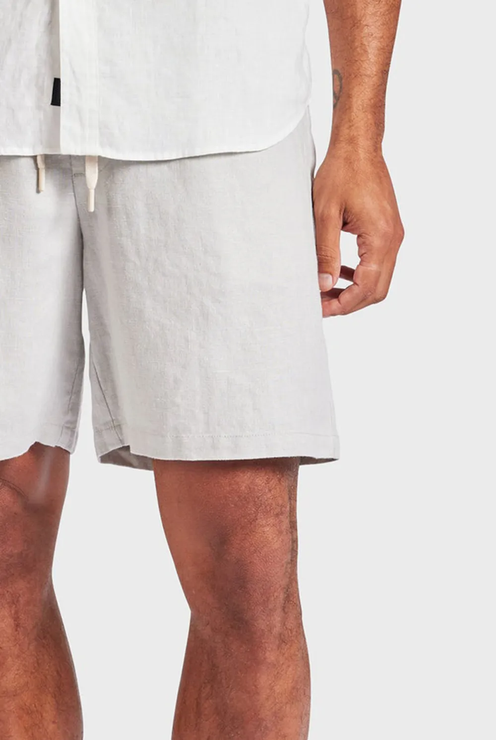 Ice Gray Linen Loose Fit Short