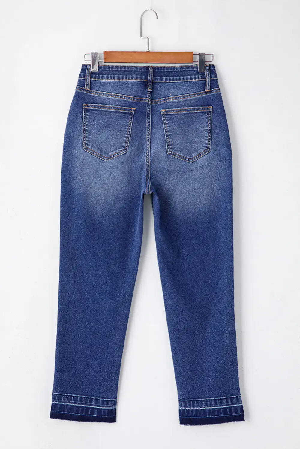 Raw Hem Cropped Whiskered Jeans